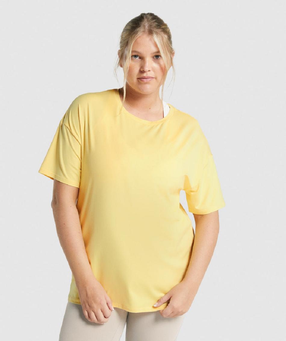 T Shirts Gymshark Whitney Oversized Mujer Amarillo | CO 2259QMA